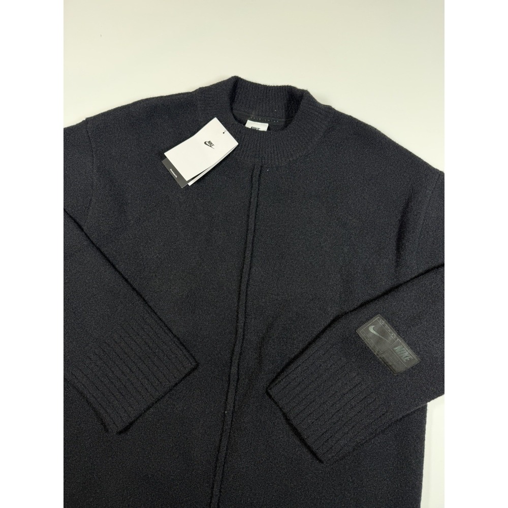 NWT Nike Sportswear Crewneck Sweater Womens M Black Fuzzy Knit HV2080-010 $120